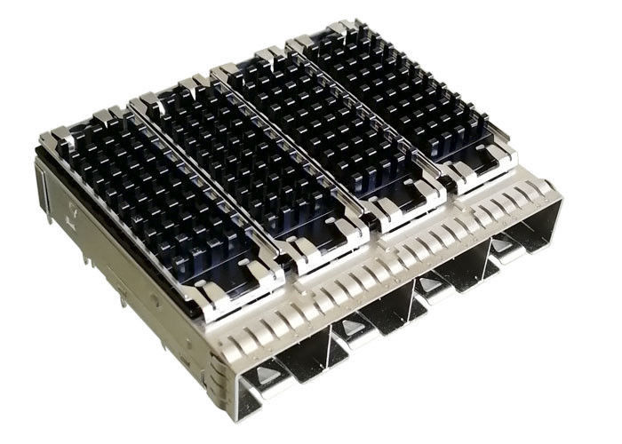 4 Häfen SFP-Hafen-Verbindungsstück-Kupferlegierungs-Käfig materielles EMS-Schild für Ethernet 10G